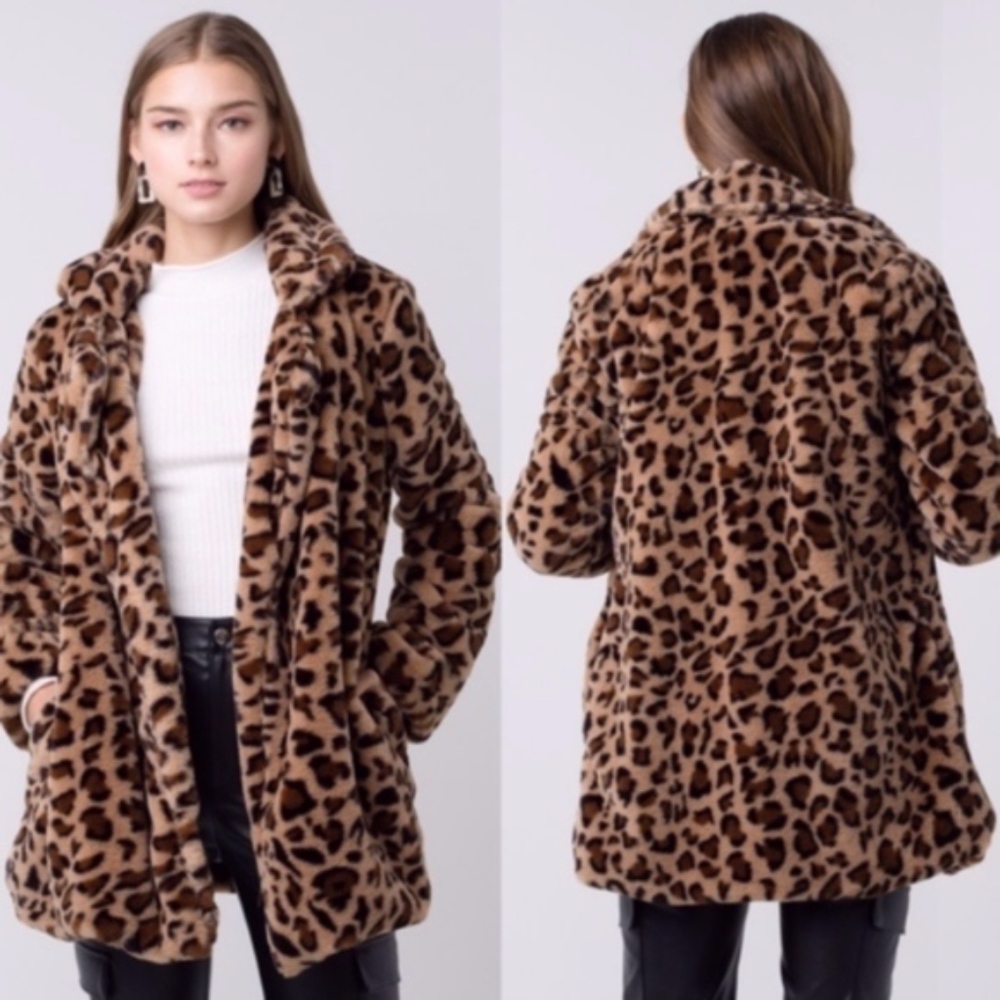 Luxe leopard print vegan Fur jacket Coat - Picture 7 of 7